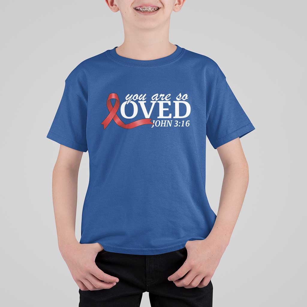 Red Ribbon Christian T Shirt For Kid Cross Bible Verse Inspirational Religious Faith - Wonder Print Shop