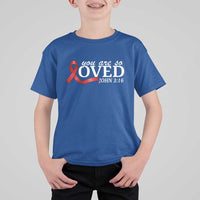 Red Ribbon Christian T Shirt For Kid Cross Bible Verse Inspirational Religious Faith - Wonder Print Shop