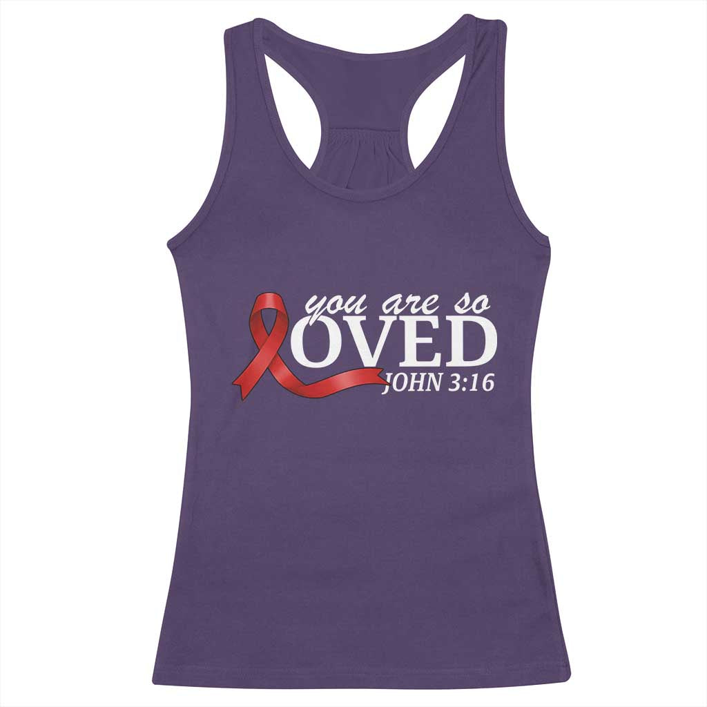 Red Ribbon Christian Racerback Tank Top Cross Bible Verse Inspirational Religious Faith - Wonder Print Shop
