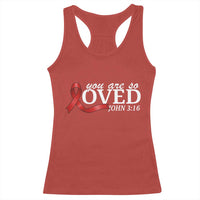 Red Ribbon Christian Racerback Tank Top Cross Bible Verse Inspirational Religious Faith - Wonder Print Shop