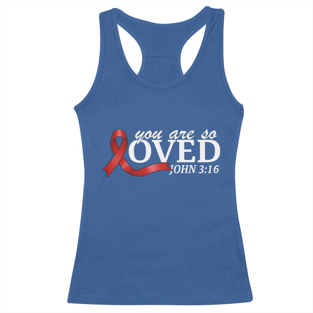 Red Ribbon Christian Racerback Tank Top Cross Bible Verse Inspirational Religious Faith - Wonder Print Shop