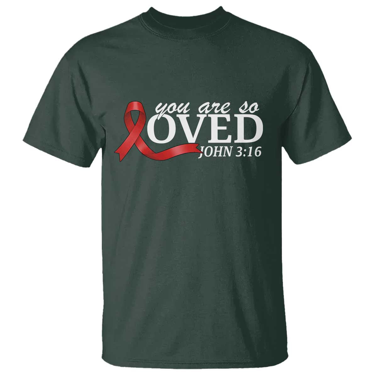 Red Ribbon Christian T Shirt Cross Bible Verse Inspirational Religious Faith - Wonder Print Shop