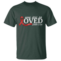 Red Ribbon Christian T Shirt Cross Bible Verse Inspirational Religious Faith - Wonder Print Shop