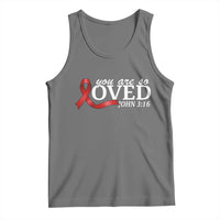 Red Ribbon Christian Tank Top Cross Bible Verse Inspirational Religious Faith - Wonder Print Shop