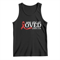 Red Ribbon Christian Tank Top Cross Bible Verse Inspirational Religious Faith - Wonder Print Shop