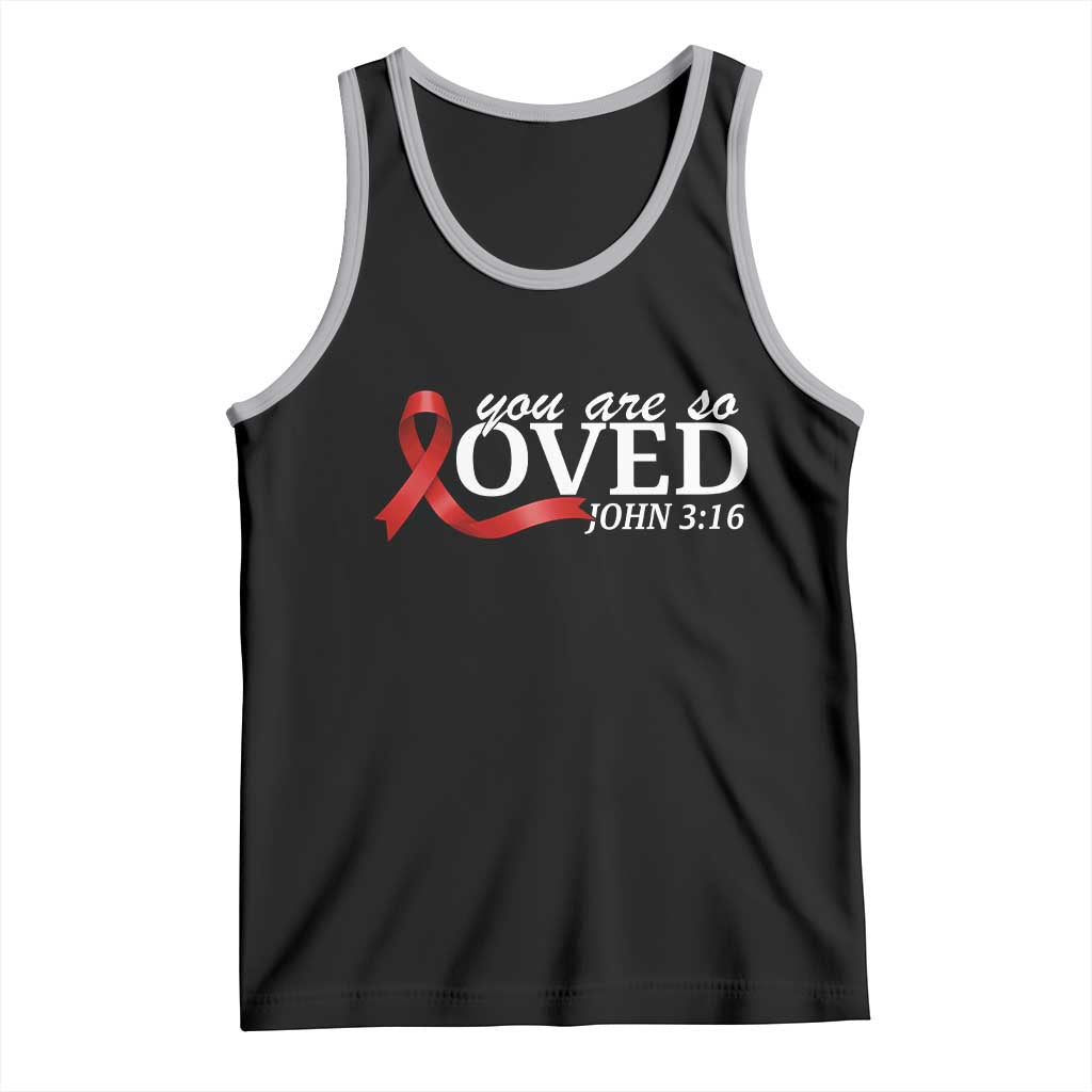 Red Ribbon Christian Tank Top Cross Bible Verse Inspirational Religious Faith - Wonder Print Shop