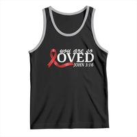 Red Ribbon Christian Tank Top Cross Bible Verse Inspirational Religious Faith - Wonder Print Shop
