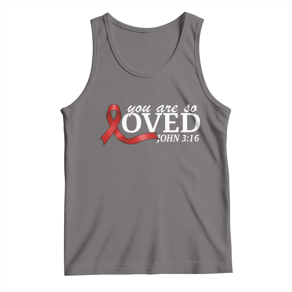 Red Ribbon Christian Tank Top Cross Bible Verse Inspirational Religious Faith - Wonder Print Shop