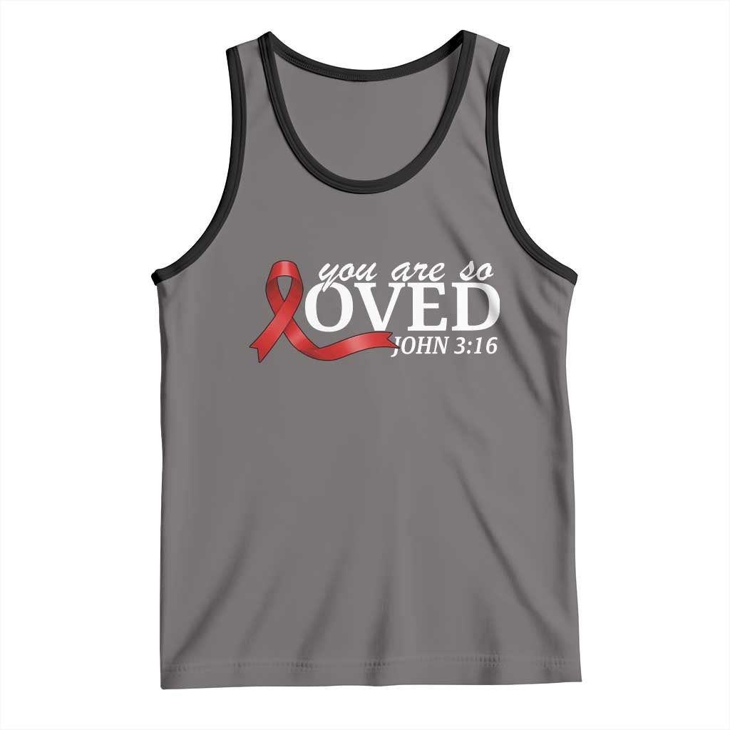 Red Ribbon Christian Tank Top Cross Bible Verse Inspirational Religious Faith - Wonder Print Shop
