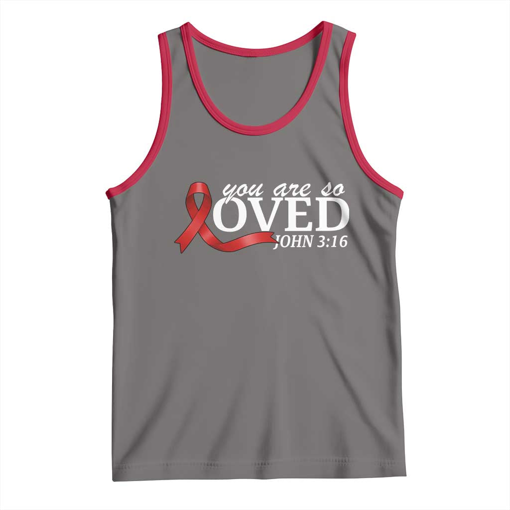 Red Ribbon Christian Tank Top Cross Bible Verse Inspirational Religious Faith - Wonder Print Shop