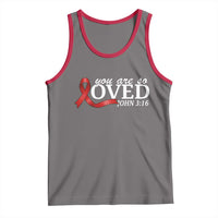 Red Ribbon Christian Tank Top Cross Bible Verse Inspirational Religious Faith - Wonder Print Shop