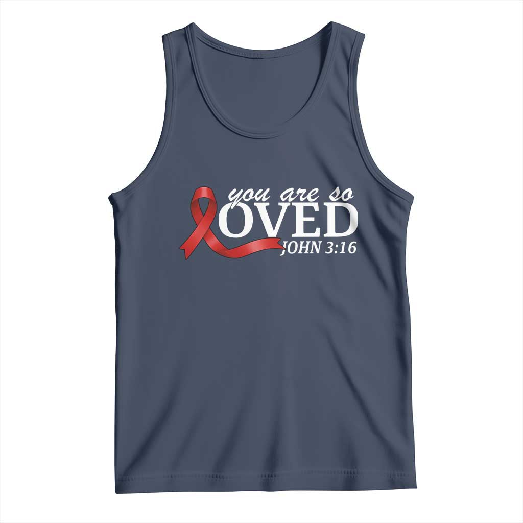Red Ribbon Christian Tank Top Cross Bible Verse Inspirational Religious Faith - Wonder Print Shop
