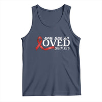 Red Ribbon Christian Tank Top Cross Bible Verse Inspirational Religious Faith - Wonder Print Shop