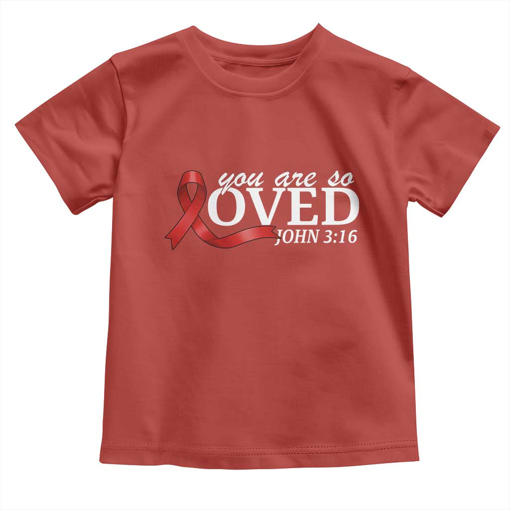 Red Ribbon Christian Toddler T Shirt Cross Bible Verse Inspirational Religious Faith - Wonder Print Shop