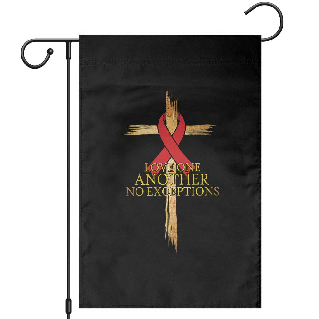 Red Ribbon Christian Garden Flag Cross Bible Verse - Wonder Print Shop