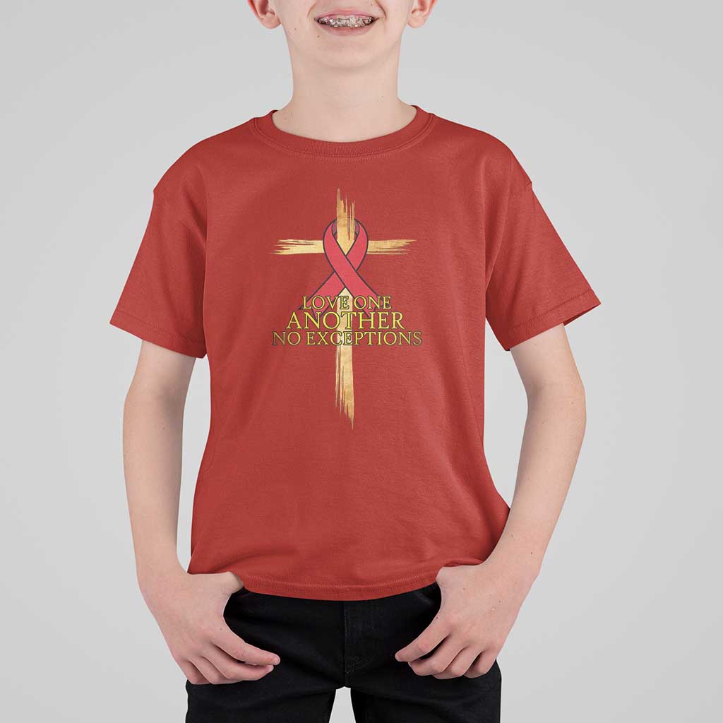 Red Ribbon Christian T Shirt For Kid Cross Bible Verse - Wonder Print Shop