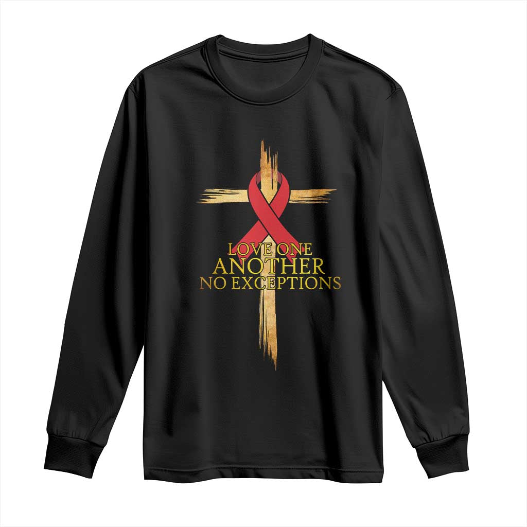 Red Ribbon Christian Long Sleeve Shirt Cross Bible Verse - Wonder Print Shop