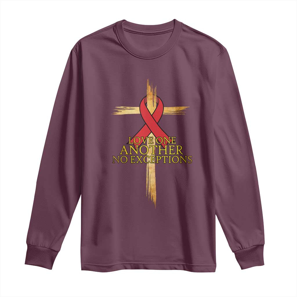 Red Ribbon Christian Long Sleeve Shirt Cross Bible Verse - Wonder Print Shop