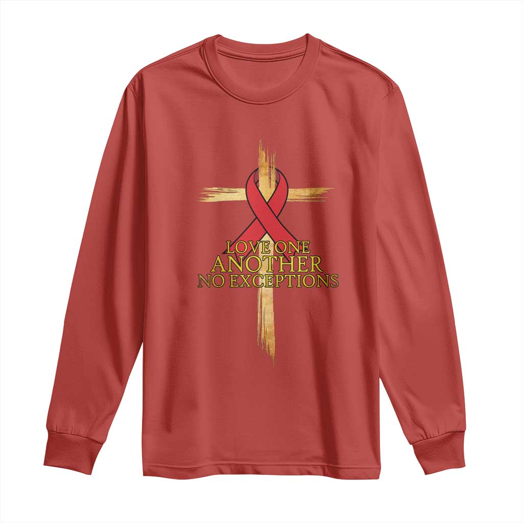 Red Ribbon Christian Long Sleeve Shirt Cross Bible Verse - Wonder Print Shop