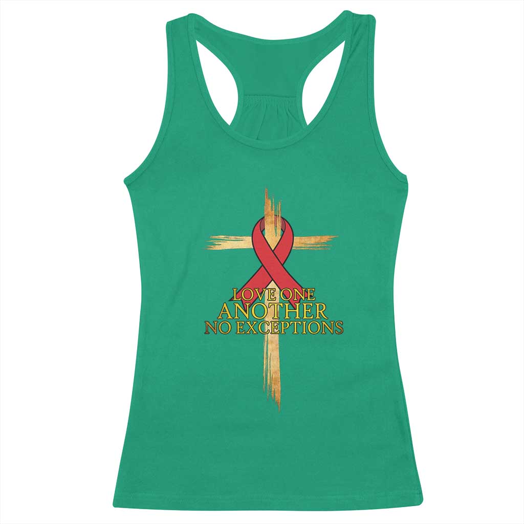 Red Ribbon Christian Racerback Tank Top Cross Bible Verse - Wonder Print Shop