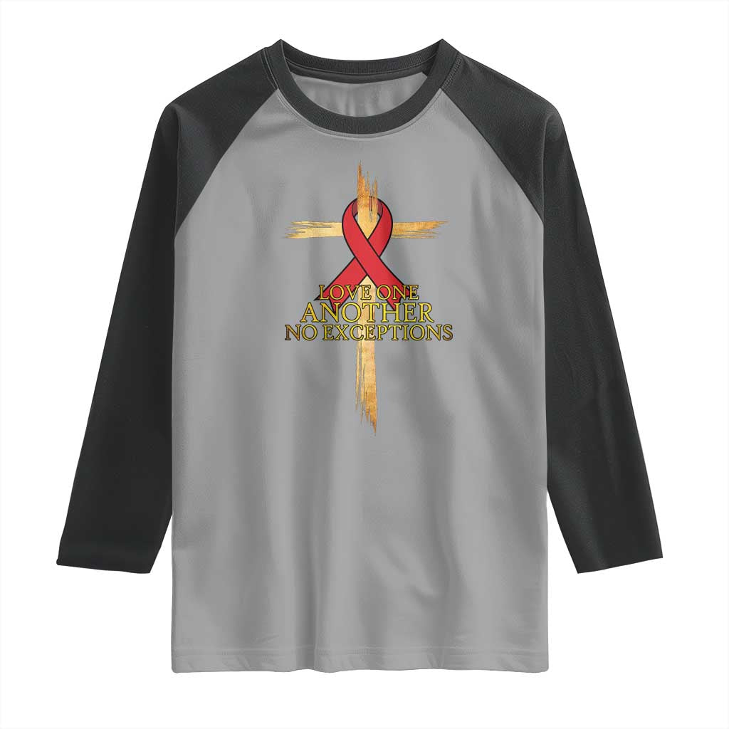 Red Ribbon Christian Raglan Shirt Cross Bible Verse - Wonder Print Shop