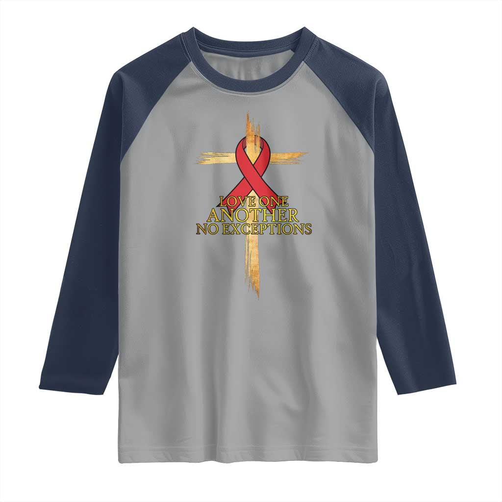 Red Ribbon Christian Raglan Shirt Cross Bible Verse - Wonder Print Shop