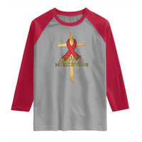 Red Ribbon Christian Raglan Shirt Cross Bible Verse - Wonder Print Shop