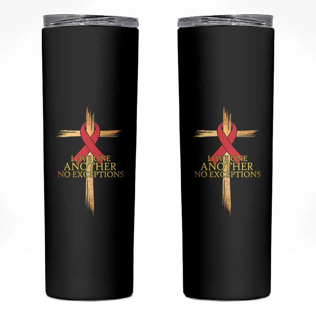 Red Ribbon Christian Skinny Tumbler Cross Bible Verse - Wonder Print Shop