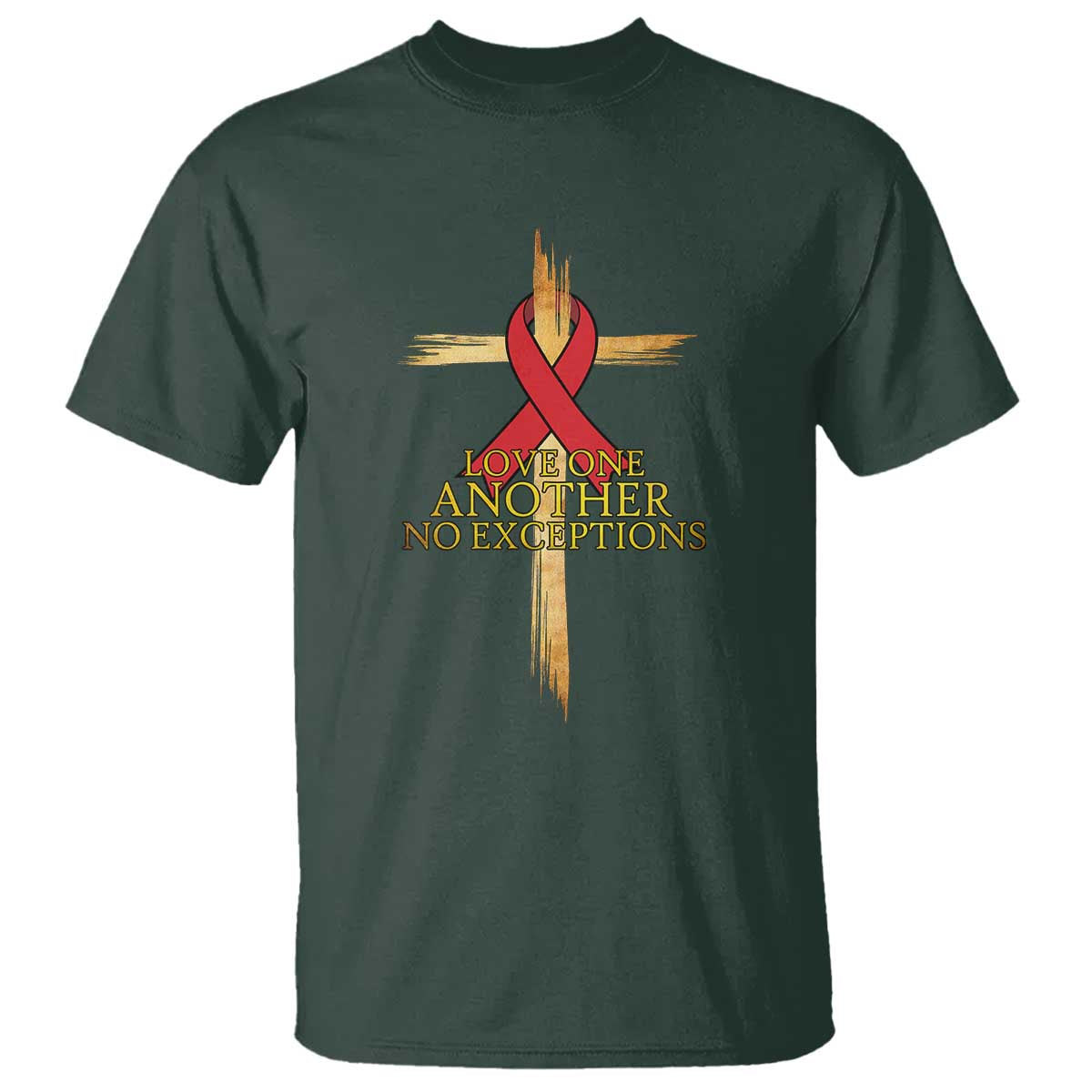 Red Ribbon Christian T Shirt Cross Bible Verse - Wonder Print Shop