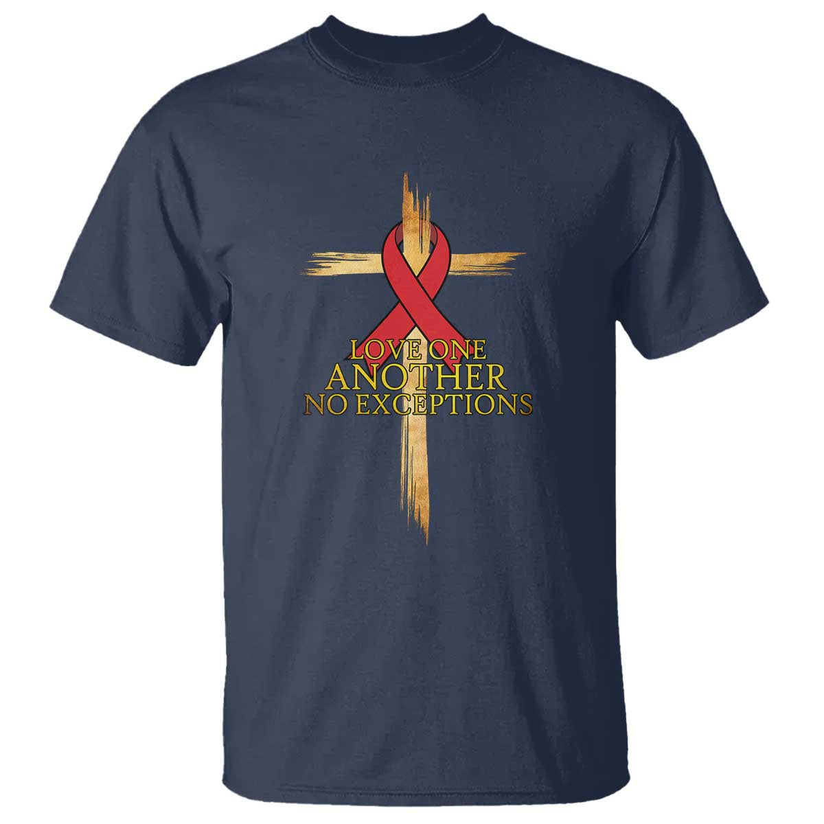 Red Ribbon Christian T Shirt Cross Bible Verse - Wonder Print Shop