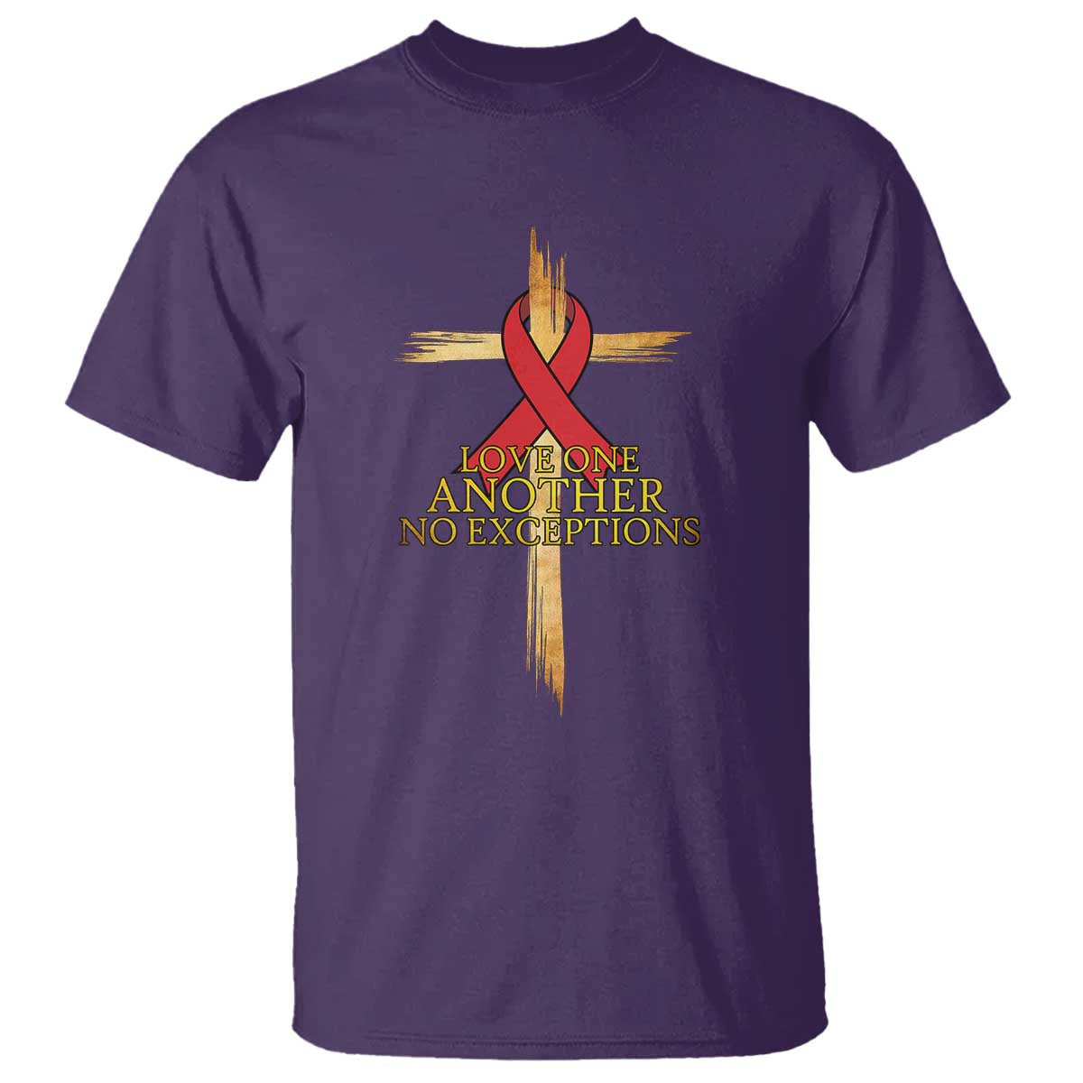 Red Ribbon Christian T Shirt Cross Bible Verse - Wonder Print Shop