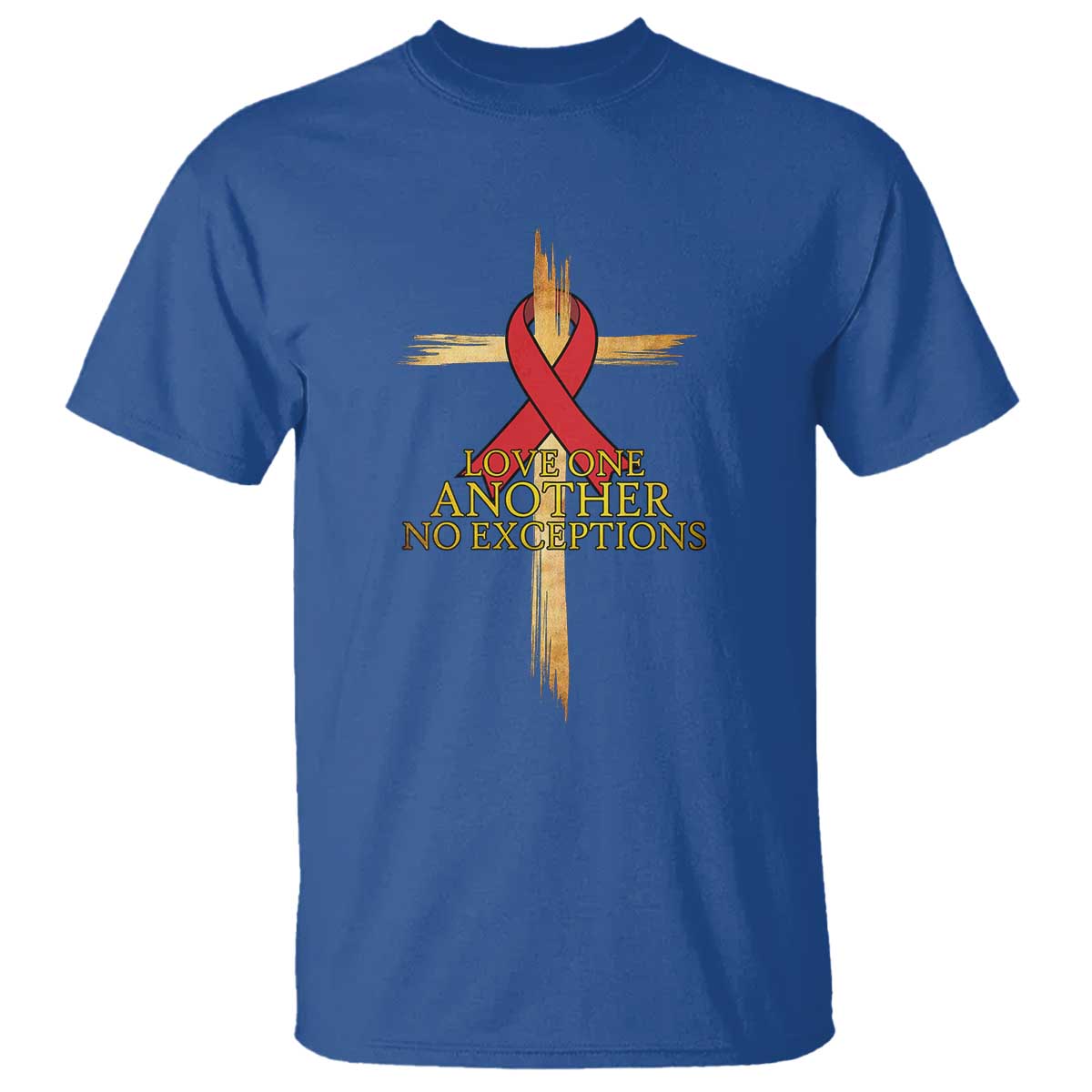 Red Ribbon Christian T Shirt Cross Bible Verse - Wonder Print Shop