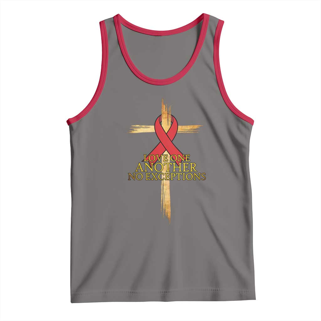 Red Ribbon Christian Tank Top Cross Bible Verse - Wonder Print Shop