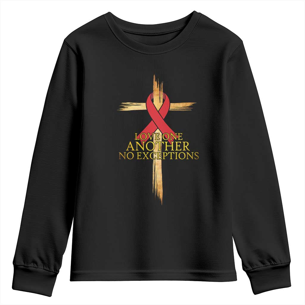 Red Ribbon Christian Youth Sweatshirt Cross Bible Verse - Wonder Print Shop