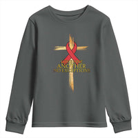 Red Ribbon Christian Youth Sweatshirt Cross Bible Verse - Wonder Print Shop