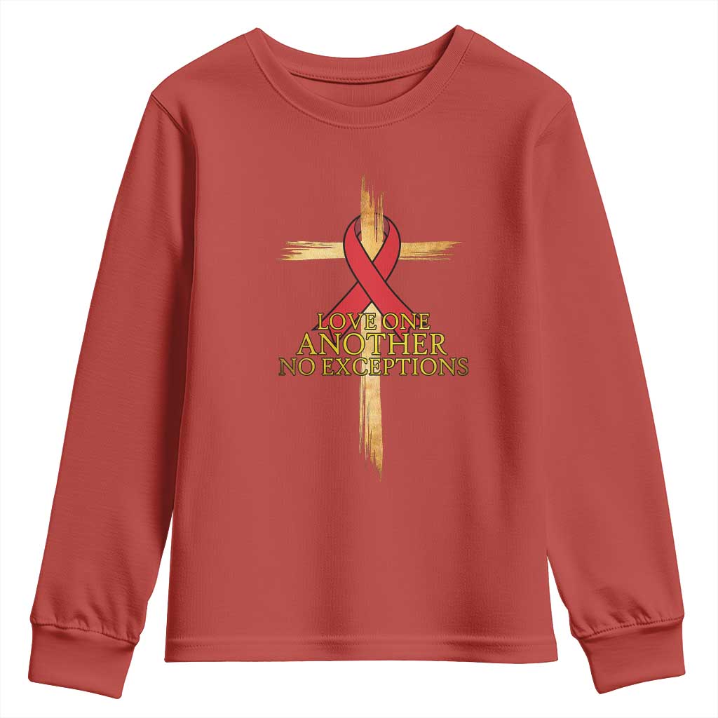 Red Ribbon Christian Youth Sweatshirt Cross Bible Verse - Wonder Print Shop