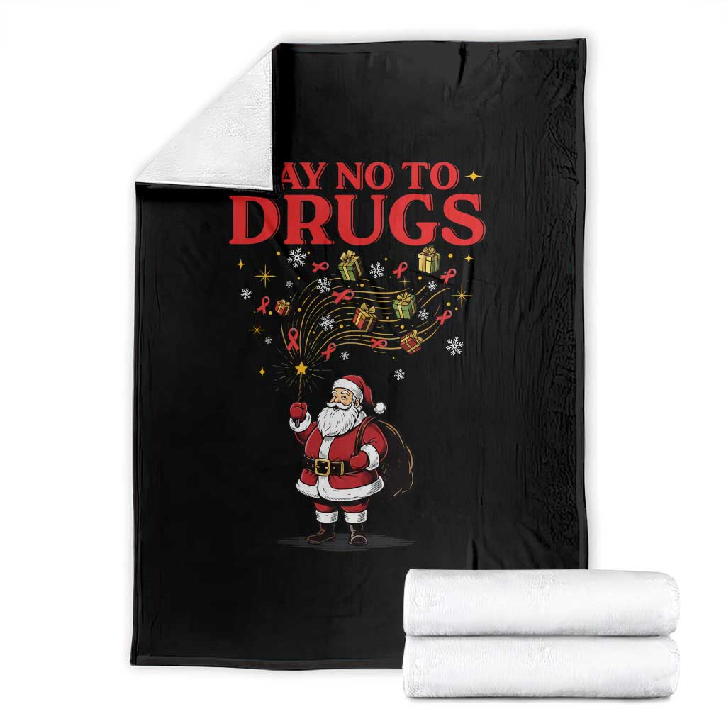 Santa Christmas Throw Blanket AIDS Awwanrness Red Ribbon HIV Support - Wonder Print Shop