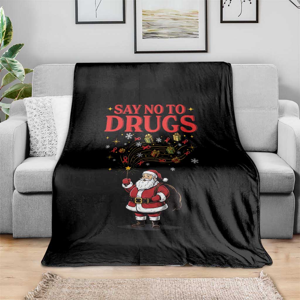 Santa Christmas Throw Blanket AIDS Awwanrness Red Ribbon HIV Support - Wonder Print Shop