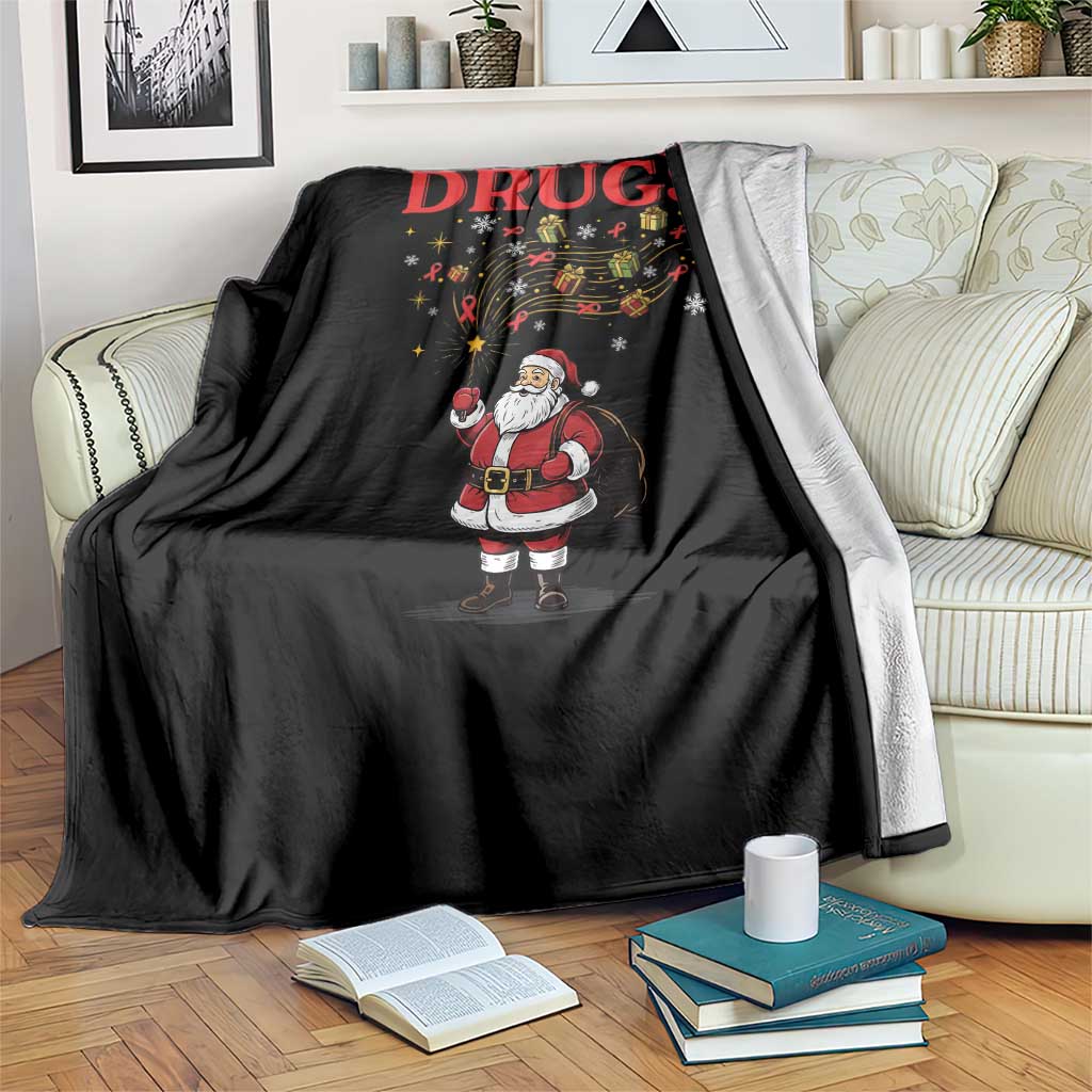 Santa Christmas Throw Blanket AIDS Awwanrness Red Ribbon HIV Support - Wonder Print Shop