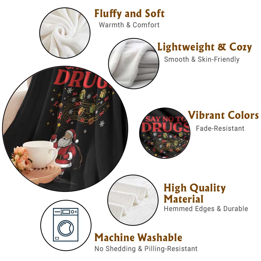 Santa Christmas Throw Blanket AIDS Awwanrness Red Ribbon HIV Support - Wonder Print Shop