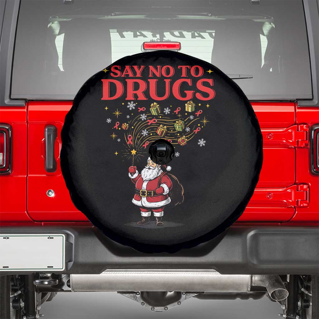 Santa Christmas Spare Tire Cover AIDS Awwanrness Red Ribbon HIV Support - Wonder Print Shop