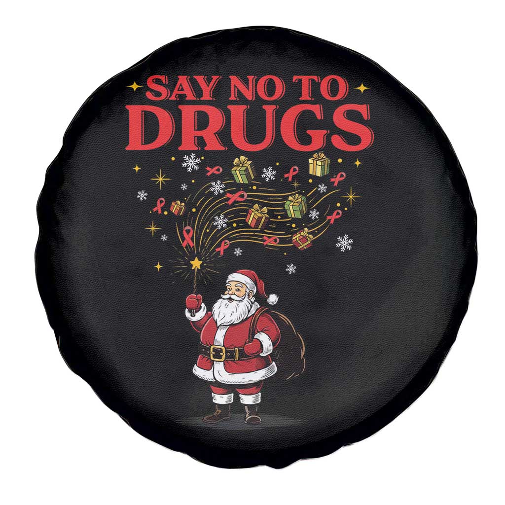 Santa Christmas Spare Tire Cover AIDS Awwanrness Red Ribbon HIV Support - Wonder Print Shop