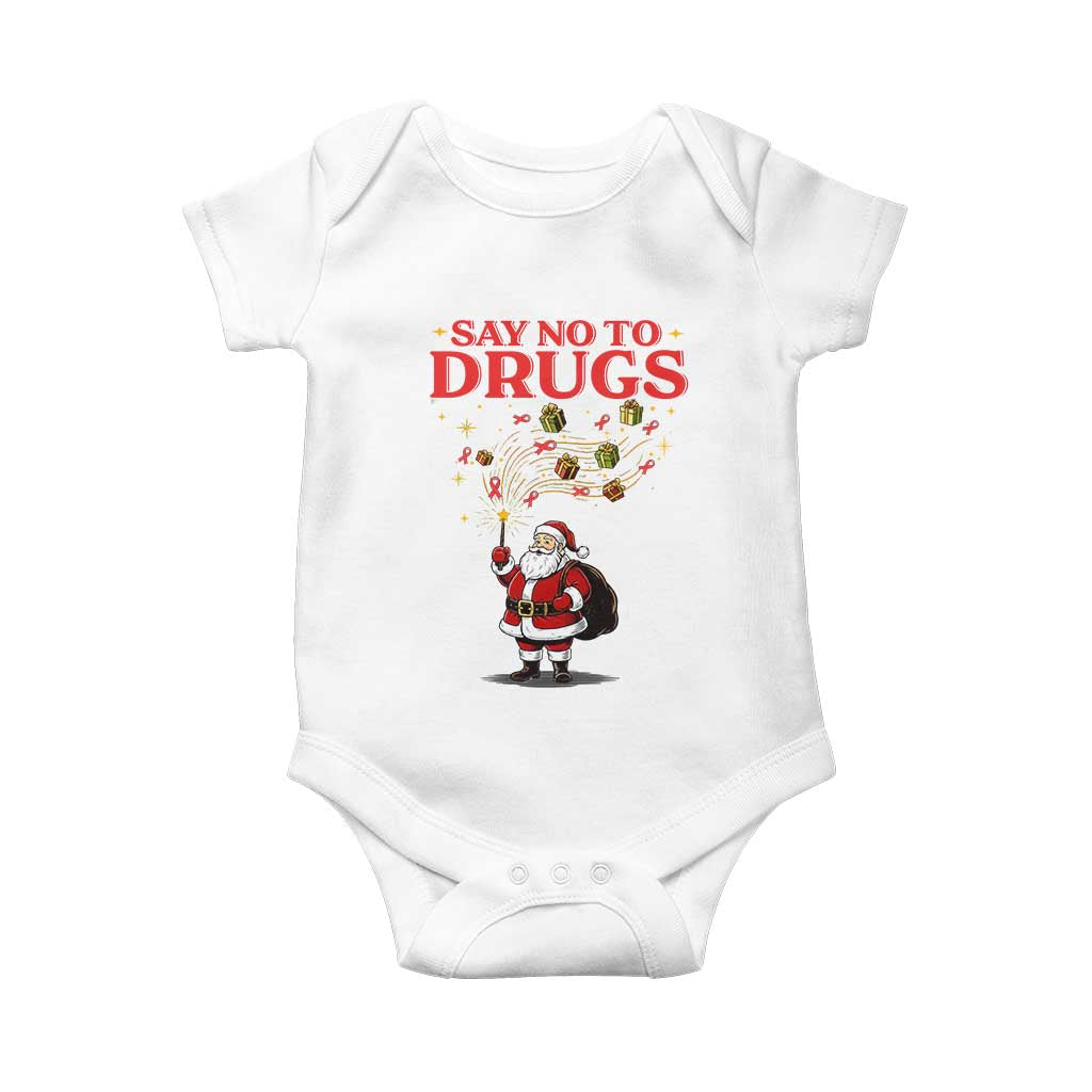 Santa Christmas Baby Onesie AIDS Awwanrness Red Ribbon HIV Support - Wonder Print Shop