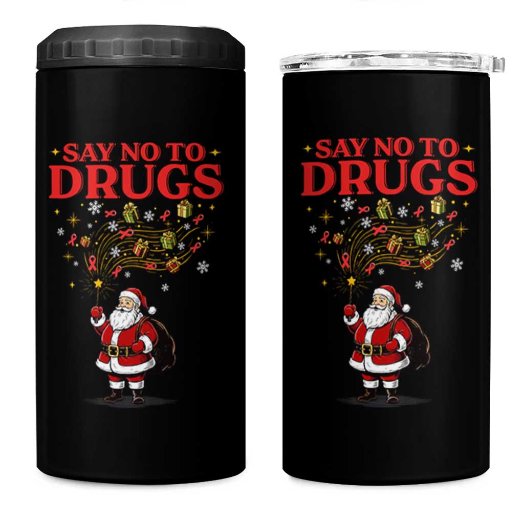 Santa Christmas 4 in 1 Can Cooler Tumbler AIDS Awwanrness Red Ribbon HIV Support - Wonder Print Shop