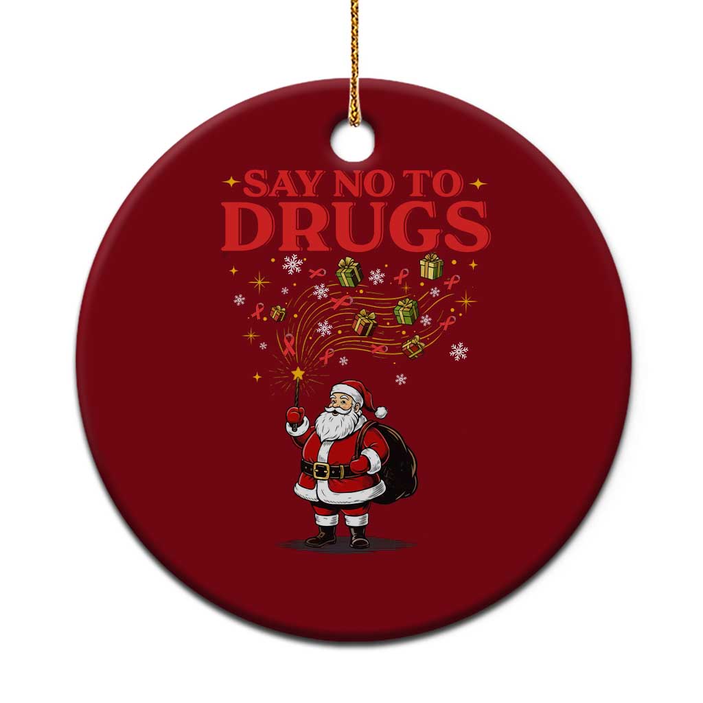 Santa Xmas Ceramic Ornament AIDS Awwanrness Red Ribbon HIV Support - Wonder Print Shop