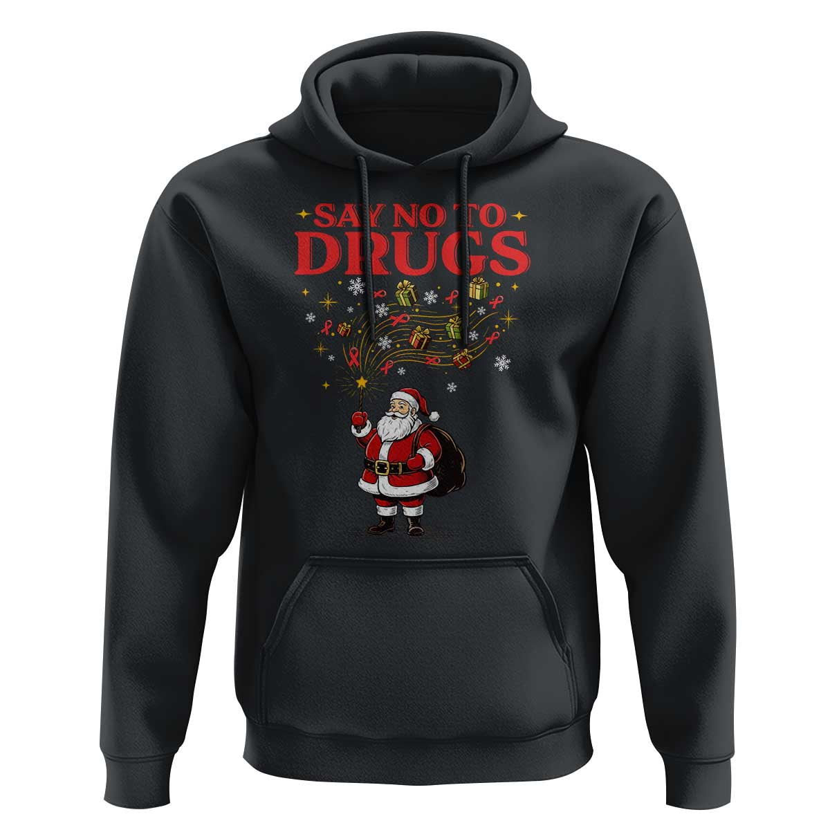 Santa Christmas Hoodie AIDS Awwanrness Red Ribbon HIV Support - Wonder Print Shop