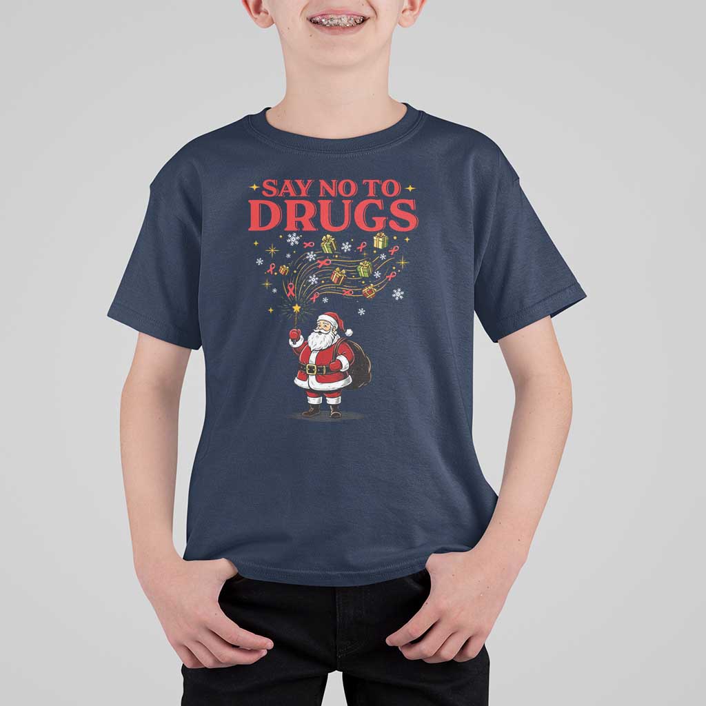 Santa Christmas T Shirt For Kid AIDS Awwanrness Red Ribbon HIV Support - Wonder Print Shop