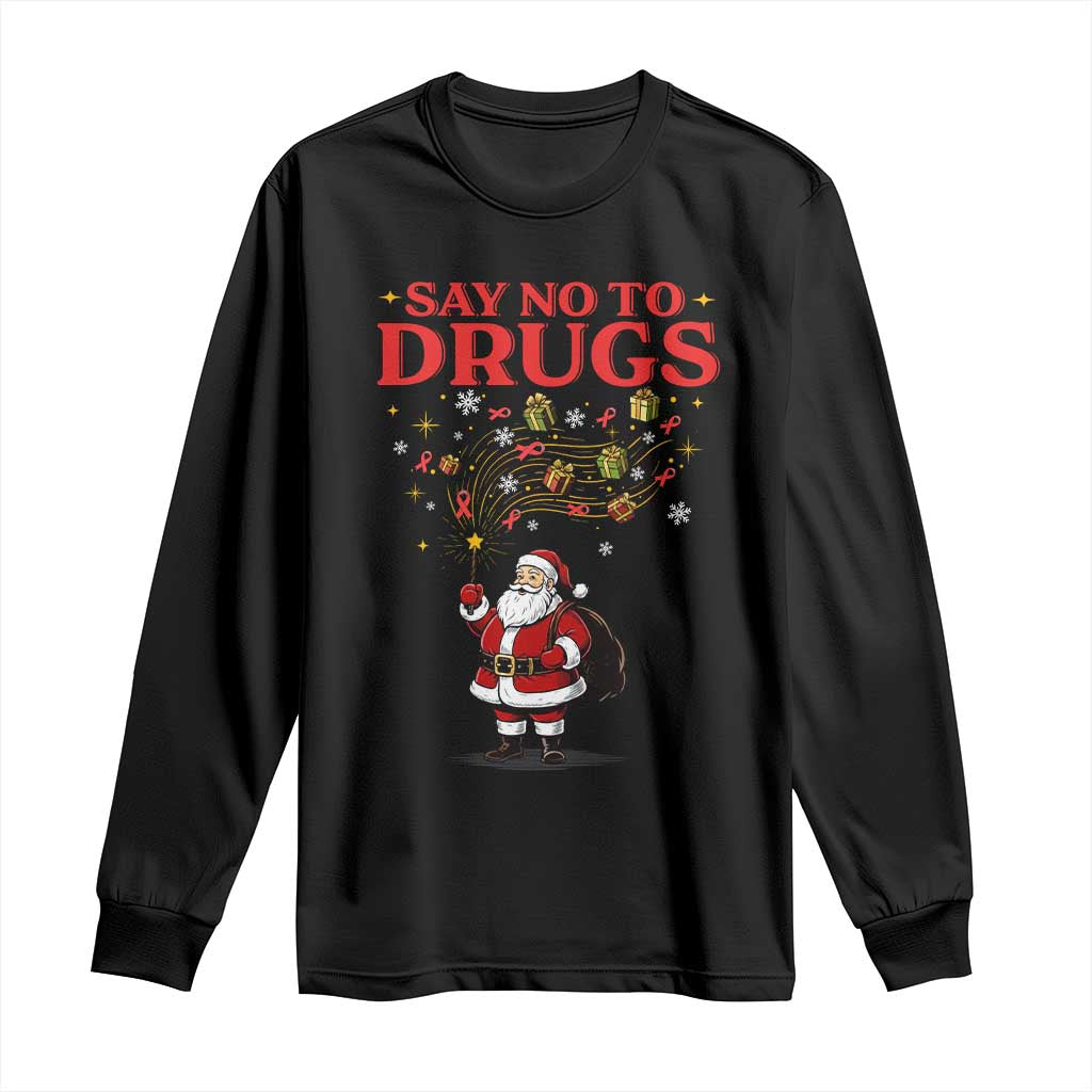 Santa Christmas Long Sleeve Shirt AIDS Awwanrness Red Ribbon HIV Support - Wonder Print Shop