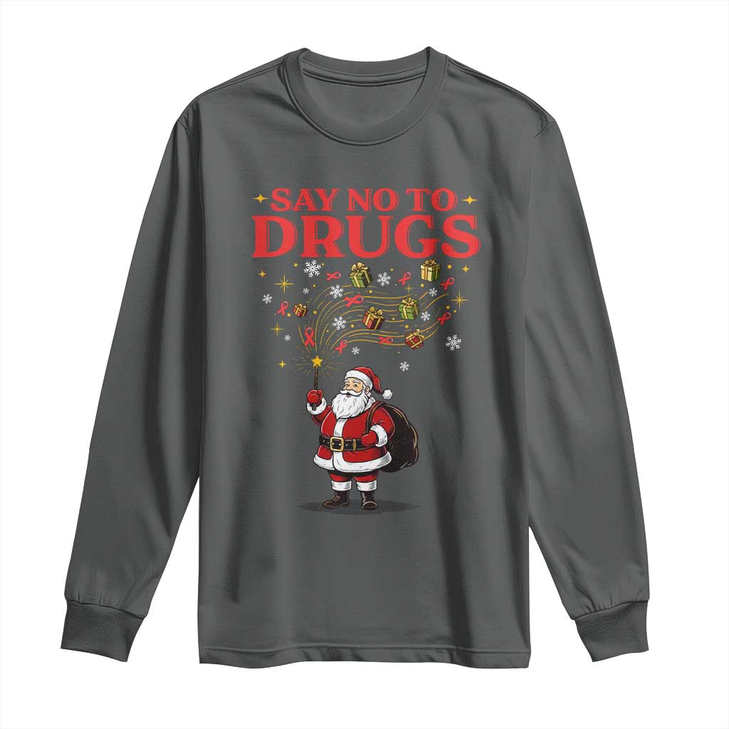 Santa Christmas Long Sleeve Shirt AIDS Awwanrness Red Ribbon HIV Support - Wonder Print Shop
