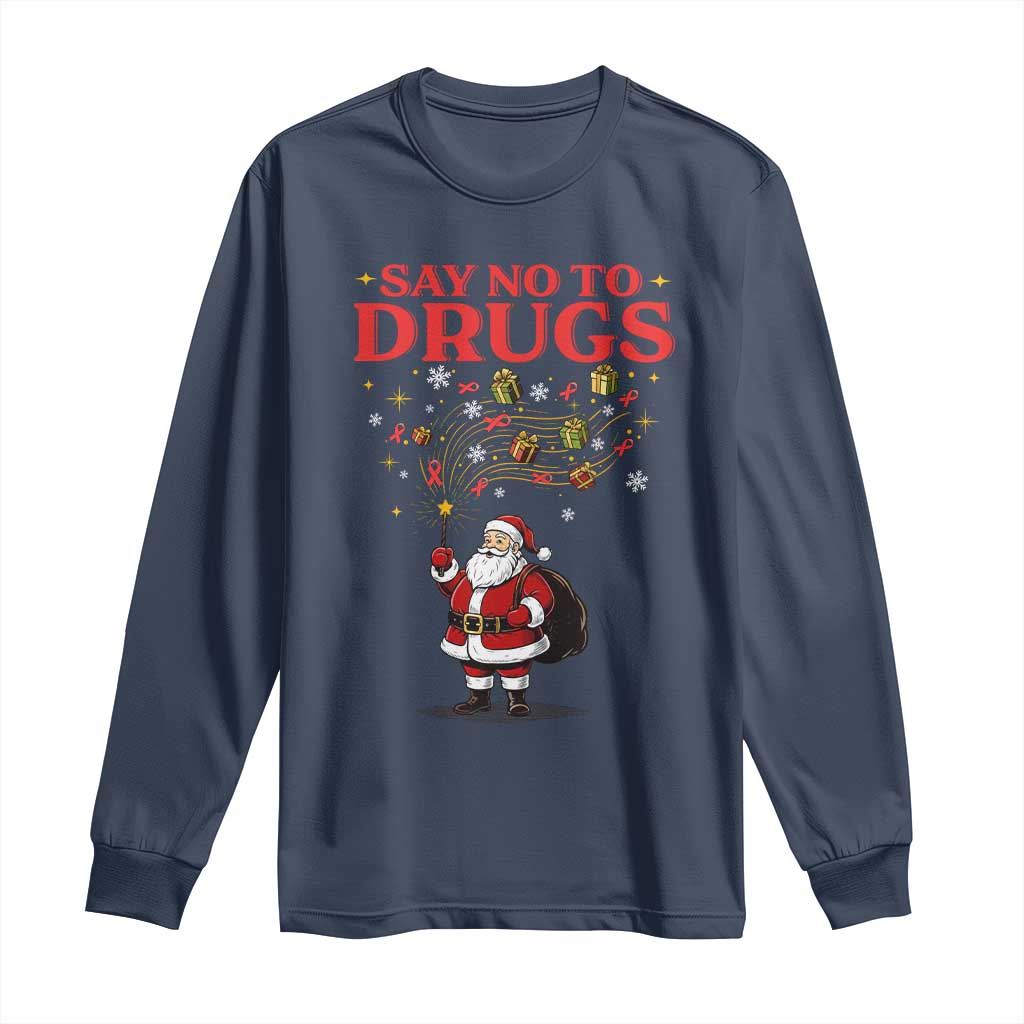 Santa Christmas Long Sleeve Shirt AIDS Awwanrness Red Ribbon HIV Support - Wonder Print Shop